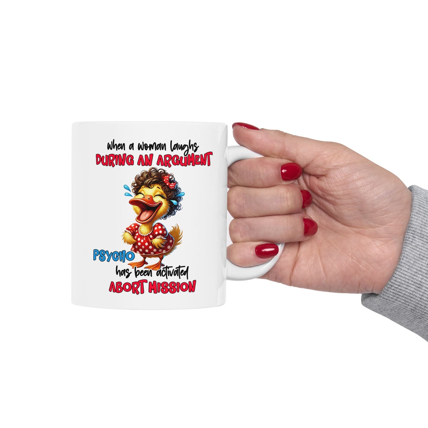 Psycho Laughs Accent Coffee Mug, Funny Gift Mug, Quirky Mug for Tea Lovers, Humorous Mug, Conversation Starter