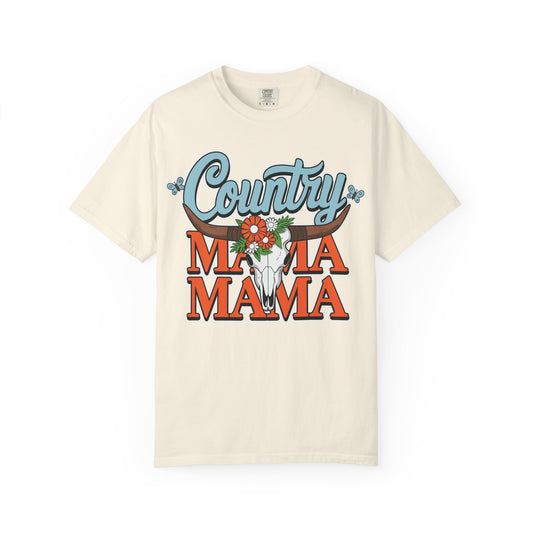 Country Mama Garment-Dyed T-Shirt, Fun Summer Tee, Gift for Moms, Vintage Style Top, Women's Casual Wear, Family Reunion Shirt