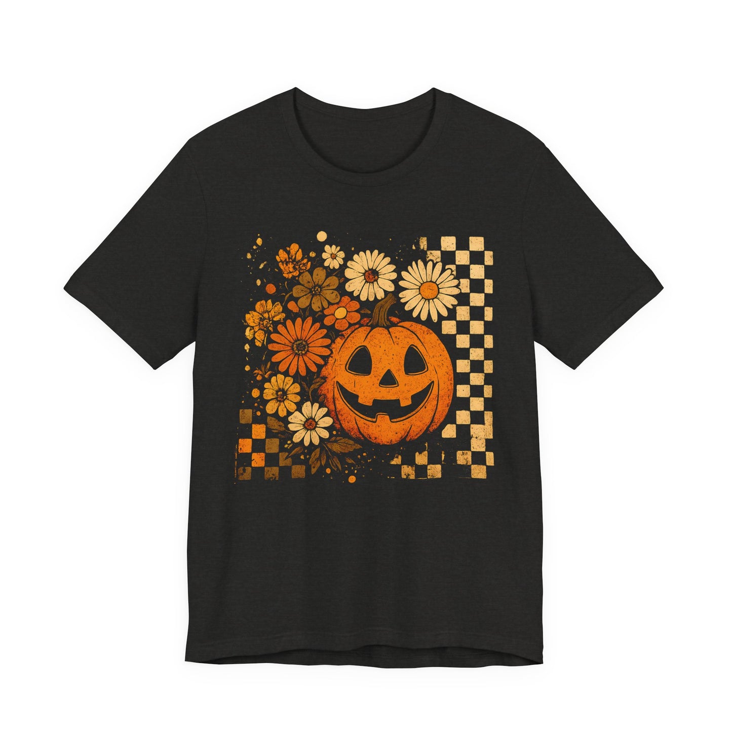 Halloween Floral Pumpkin Tee, Unisex T-shirt for Fall Celebrations, Spooky Season Shirt, Halloween Party Attire, Trick or Treat Apparel