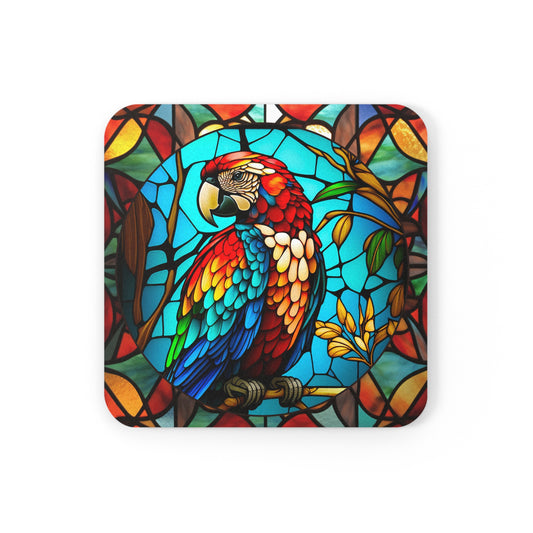 Stained Glass Macaw - Corkwood Coaster Set