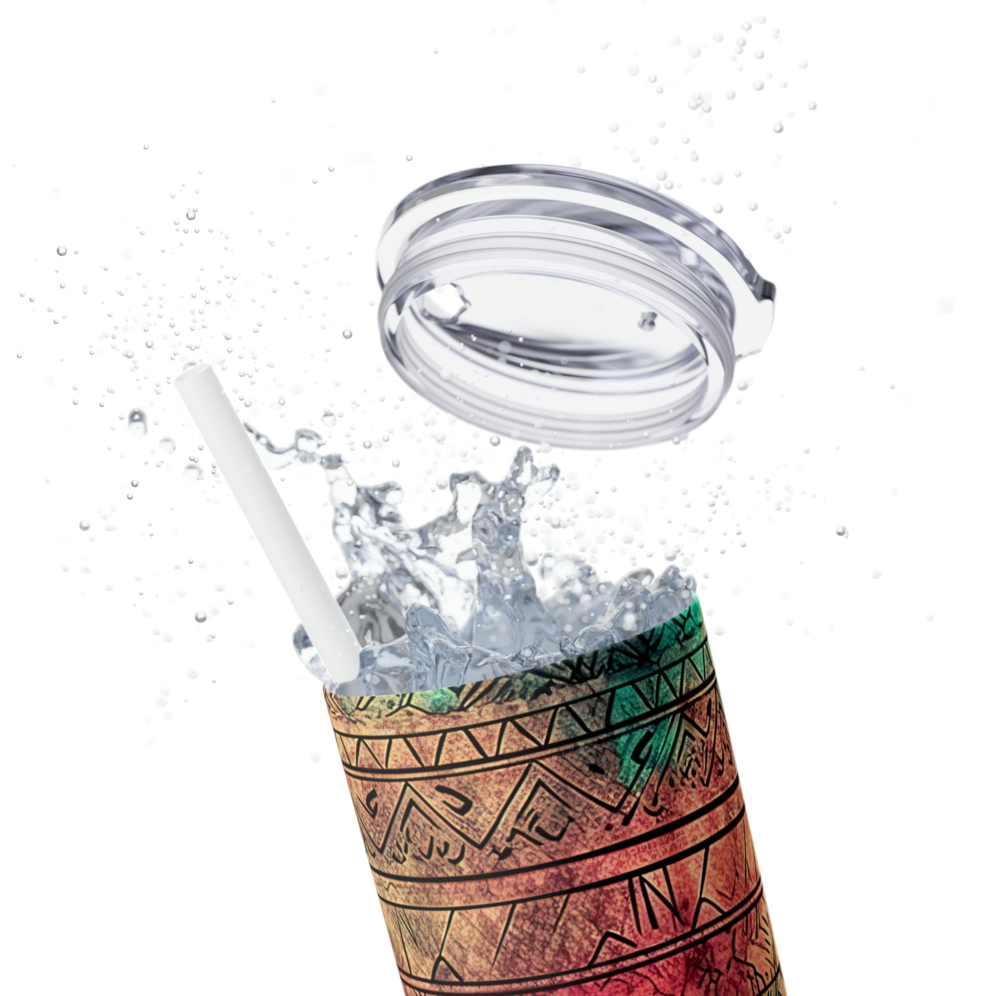 Teal Abstract - Skinny Tumbler with Straw, 20oz