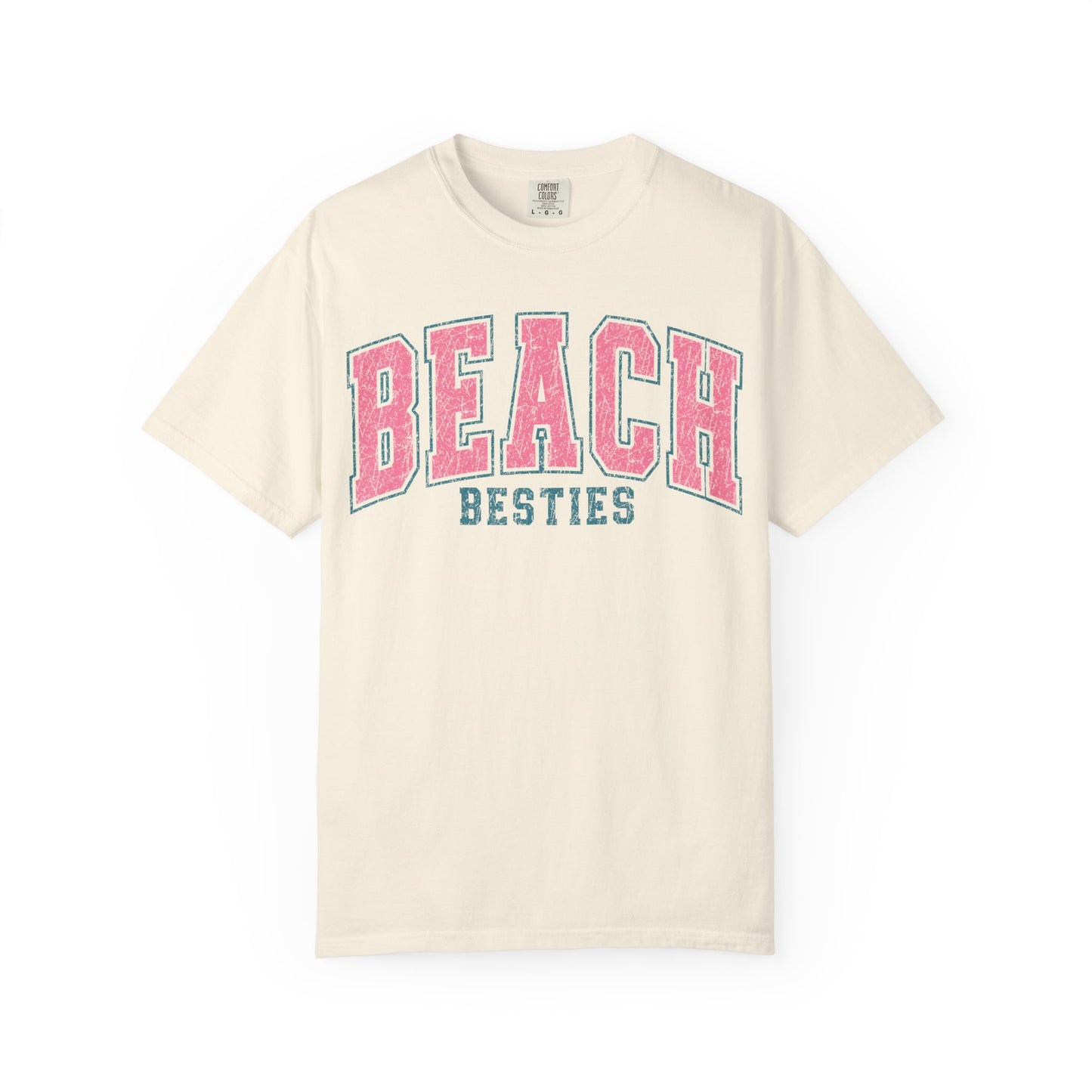 Beach Besties T-Shirt – Retro Pink Collegiate Summer Tee
