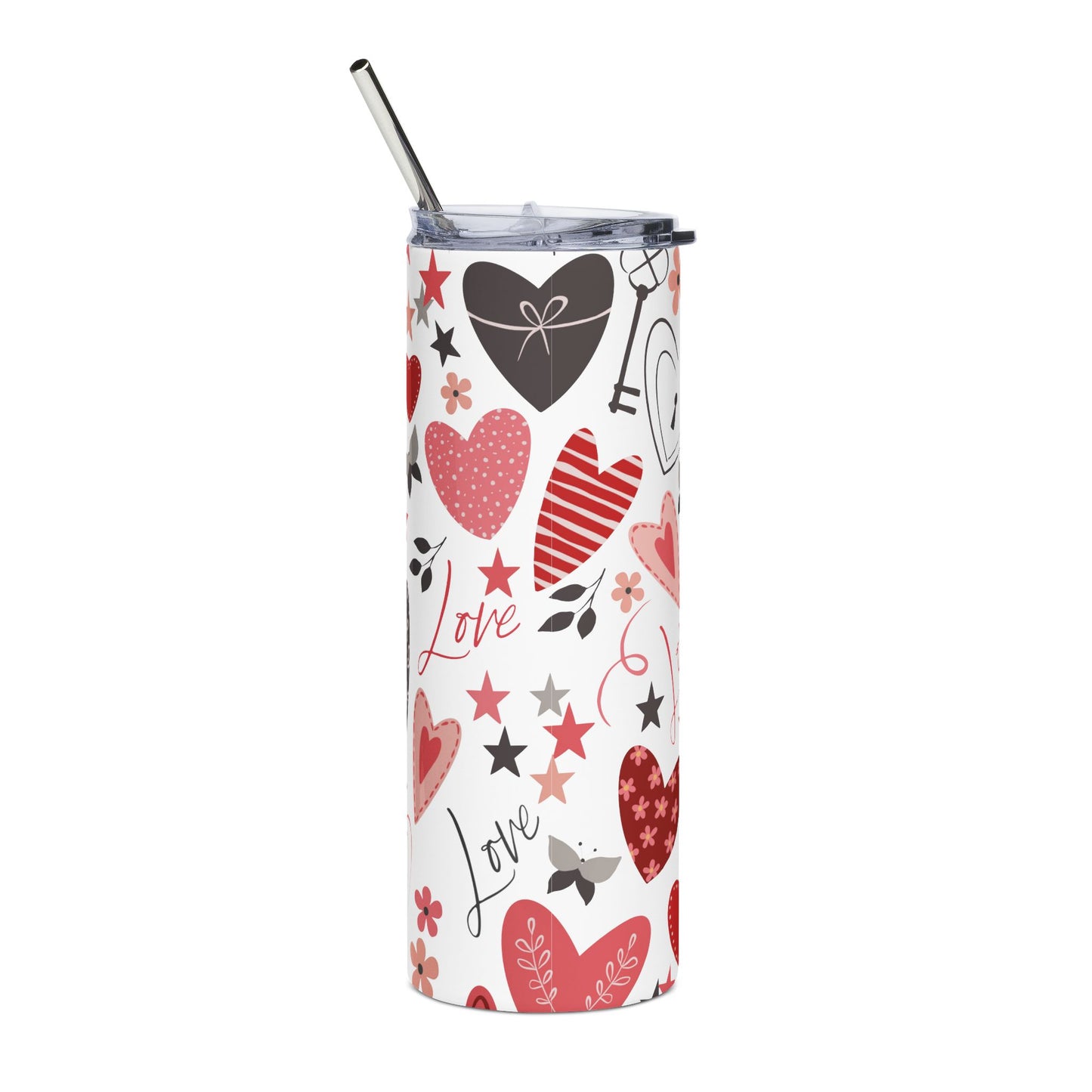 Valentine's Day Heart Stainless Steel Tumbler, 20oz | Love Themed Travel Mug | Gift for Him or Her | Couples Tumbler | Holiday Drinkware