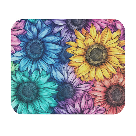 Colorful Floral Mouse Pad, Vibrant Mouse Mat, Sunflower Desk Accessory, Office Decor, Gift for Flower Lovers, Computer Pad