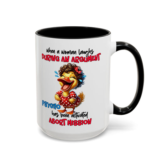 Psycho Laughs Accent Coffee Mug, Funny Gift Mug, Quirky Mug for Tea Lovers, Humorous Mug, Conversation Starter