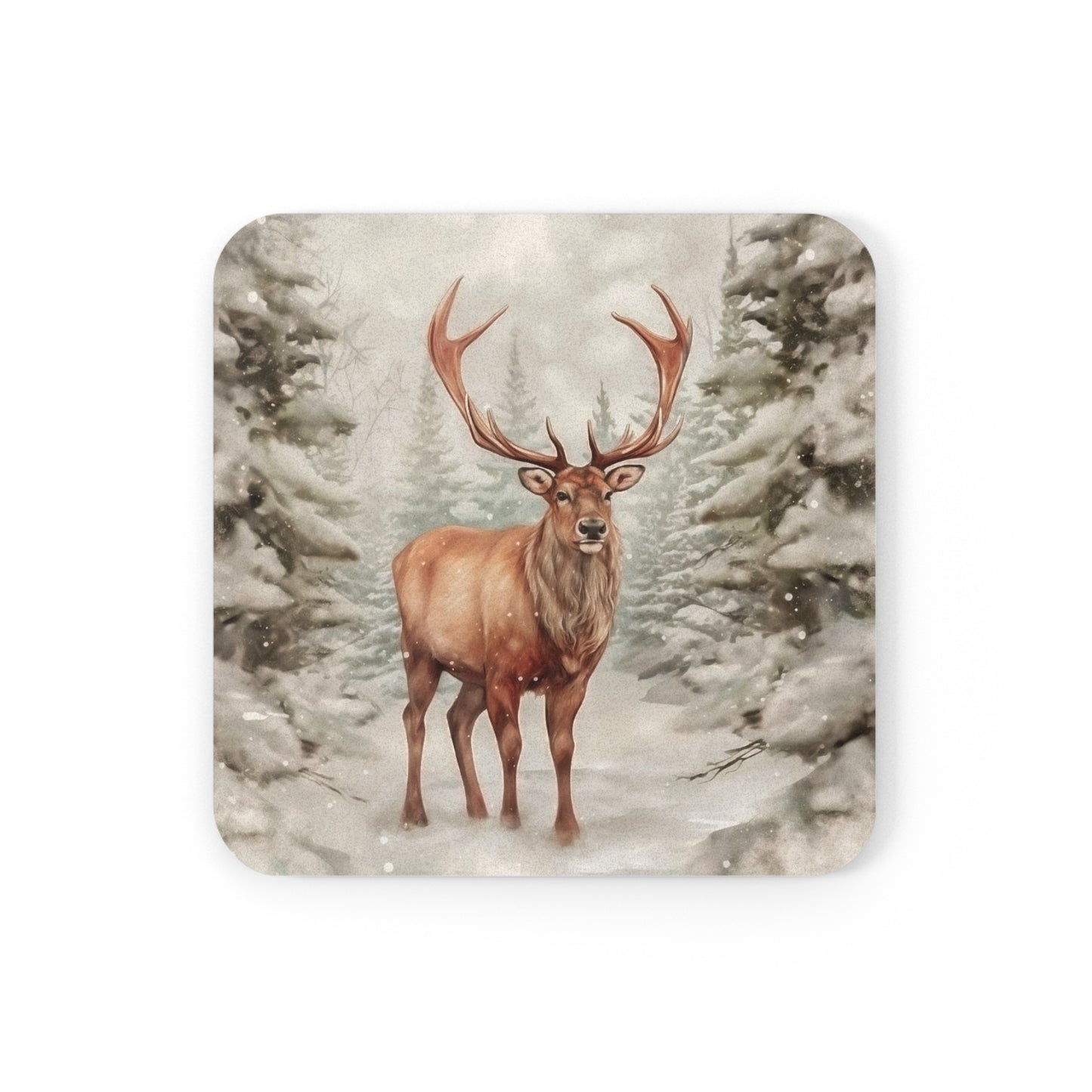 Winter Deer - Corkwood Coaster Set