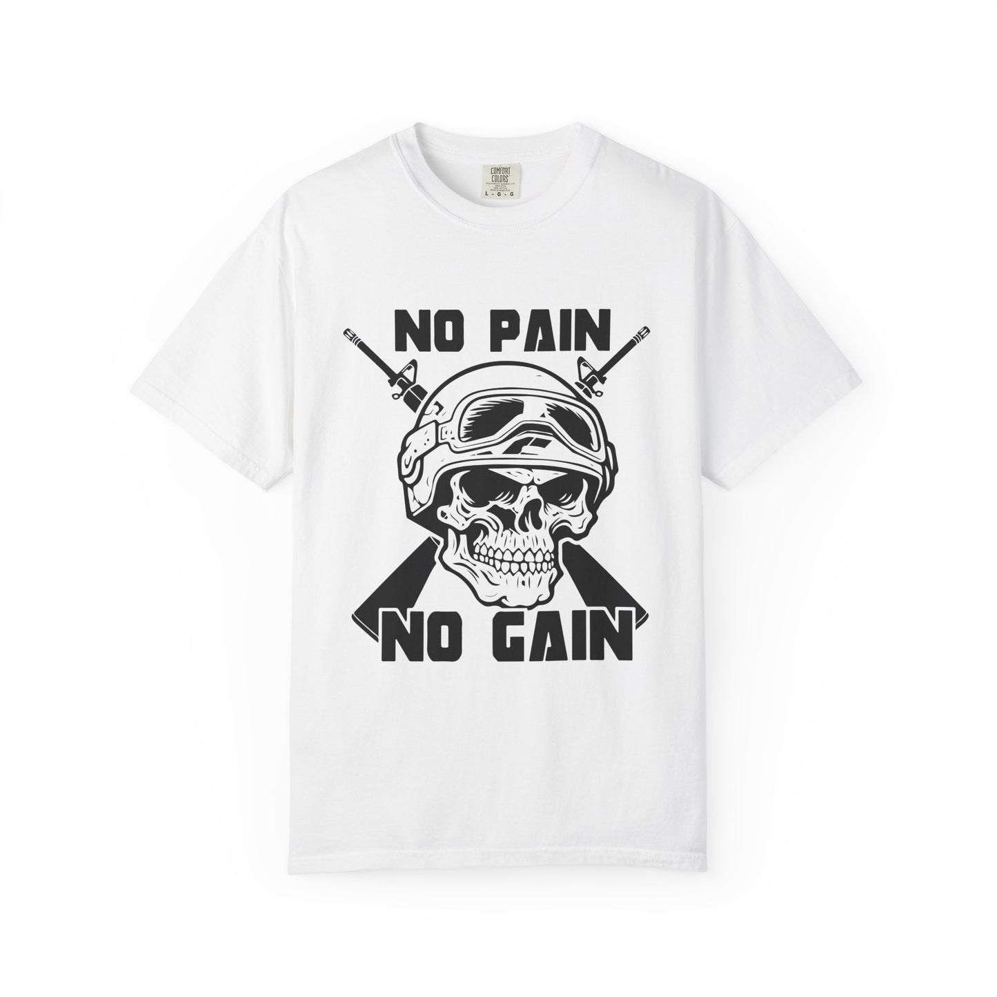 Military Skull Unisex T-shirt - No Pain No Gain Design