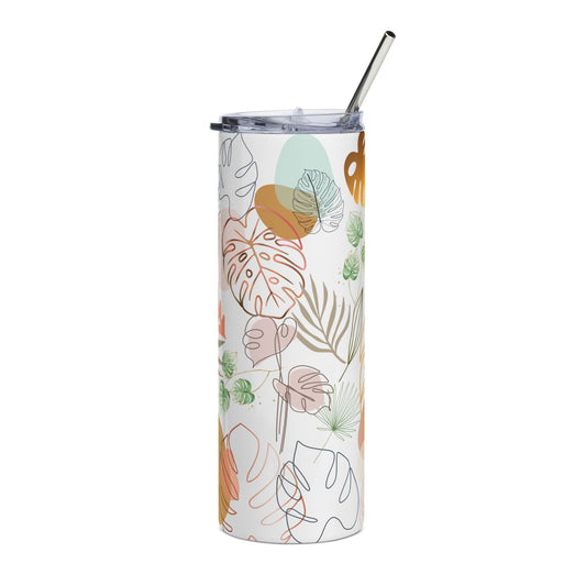 Tropical Stainless Steel Tumbler for Drinks, Gift for Plant Lovers, Summer, Travel Mug, Eco-Friendly Hydration