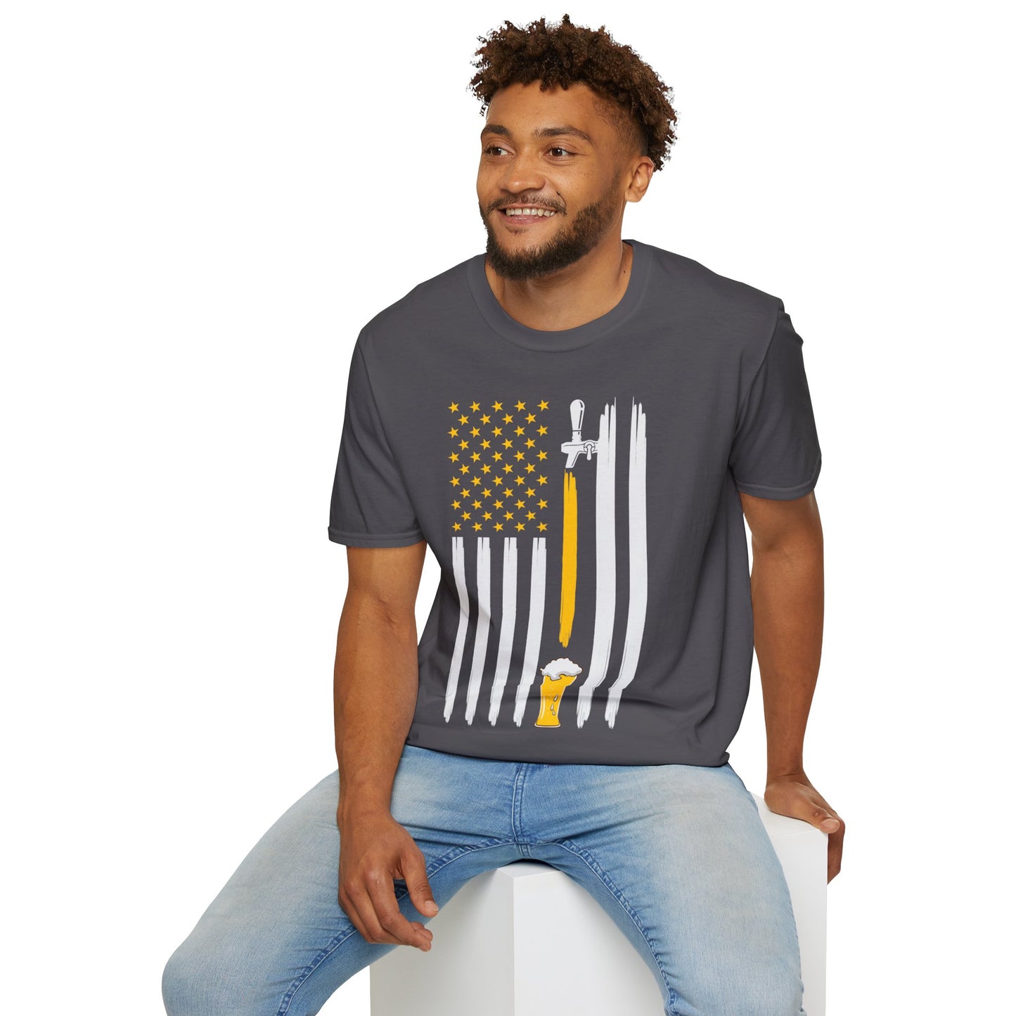 Beer Lover T-Shirt with American Flag Design