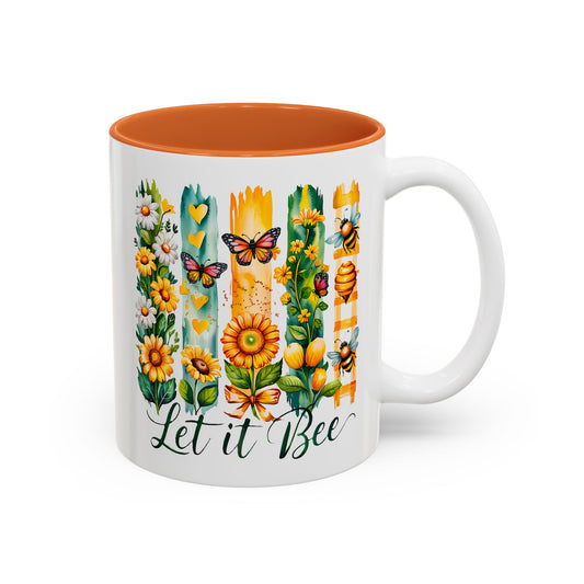 Floral Bee Ceramic Mug, Bee Lover Gift, Flower Mug, Garden Decor, Nature Lover's Coffee Cup, Spring Gift