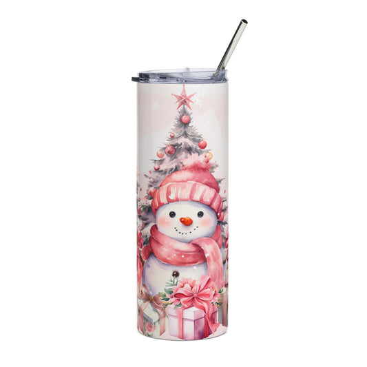 Christmas Snowman Tumbler, 20oz | Holiday Gift, Stainless Steel Travel Mug, Winter Drinkware, Seasonal Cup, Festive Beverage Container