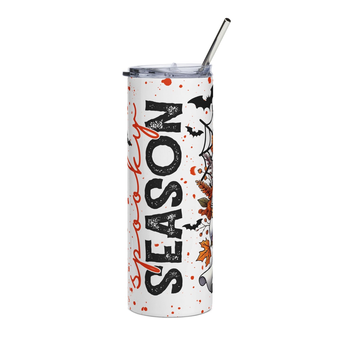 Halloween-themed Stainless Steel Tumbler, Spooky Season Drinkware, Ghost Design, Fall Coffee Cup, Trick or Treat Mug