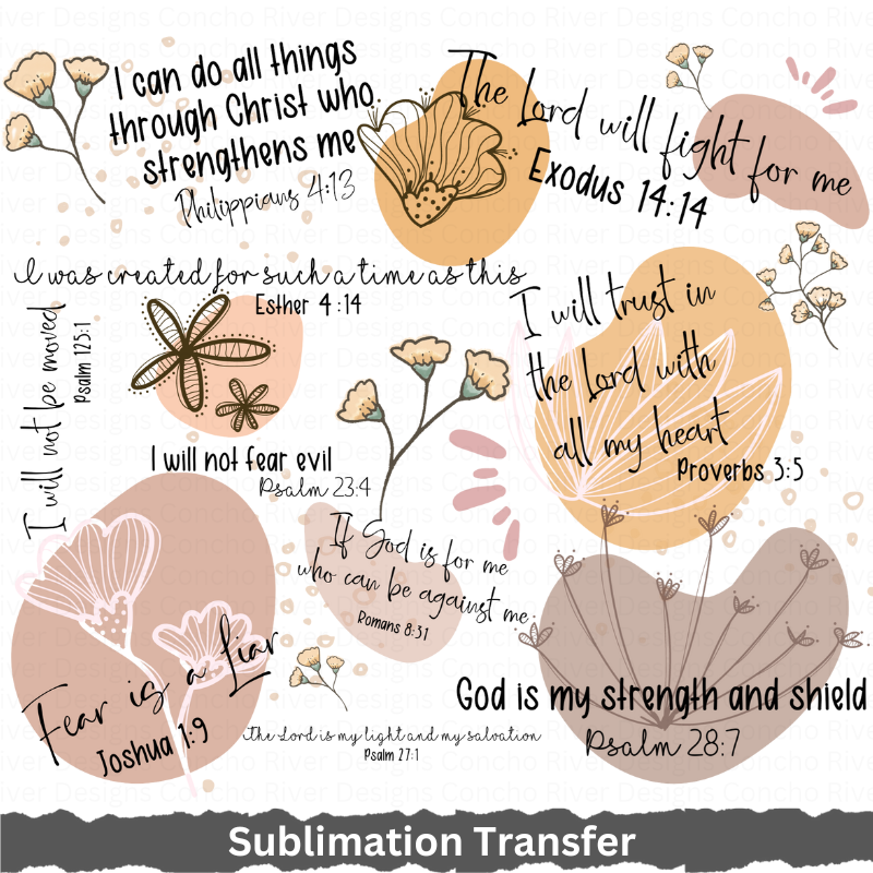 Bible Affirmations - 20 oz Sublimation Transfer Sheet